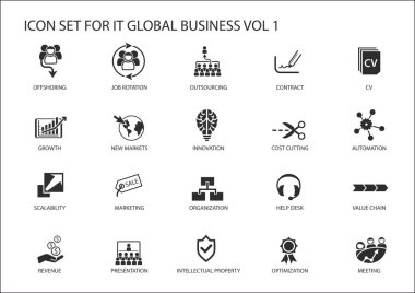 Küresel iş vektör Icon set