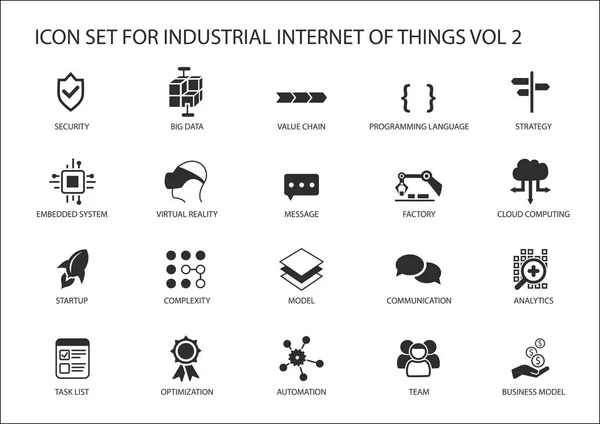 Internet industrial de las cosas vector icono conjunto — Archivo Imágenes Vectoriales