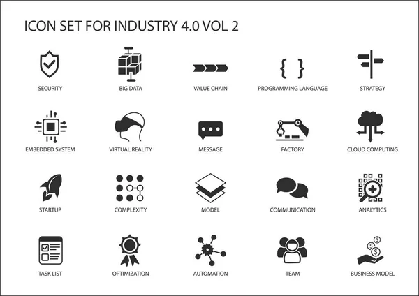 Conjunto de iconos reutilizables para la industria 4.0 — Archivo Imágenes Vectoriales