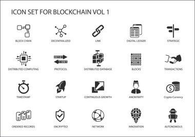 Blockchain vector icon set