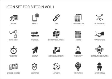 Bitcoin vector icons clipart