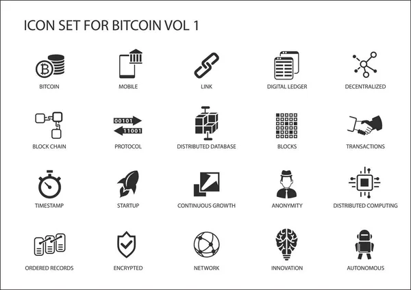 Icônes vectorielles Bitcoin — Image vectorielle