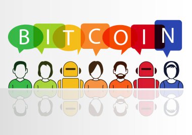 Renkli bitcoin vektör çizim ve arka plan