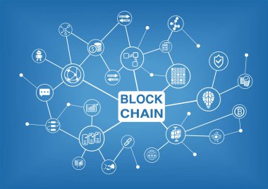 Blockchain vektör çizim arka plan