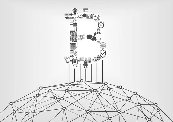 比特币图标与万维网作为加密的货币符号 — 图库矢量图片