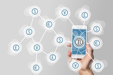 Kripto-para için örnek olarak Blockchain ve bitcoin teknolojisi