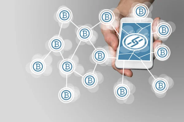 Blockchain Hintergrund mit Symbolen — Stockfoto