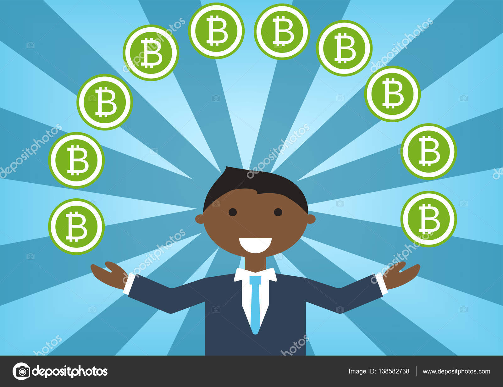 テクノロジー業界で成功するための例として Bitcoin 億万長者ベクトル図 ストックベクター ©nils.ackermann.gmail.com  138582738