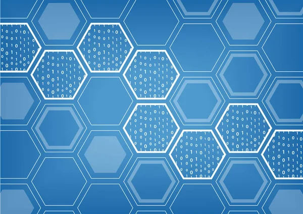 Blockchain fundo vetor azul com padrão em forma hexagonal — Vetor de Stock