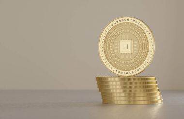 Gümüş sikke yığını sanal Kripto para birimi, bitcoin ve blockchain teknoloji için örnek