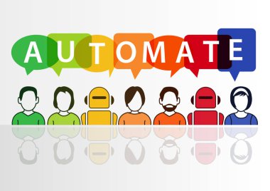 Metin konuşma balonları robotlar ve insanlar ile otomatikleştirmek