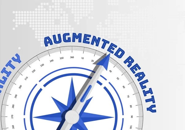 Kompas wskazuje kierunku tekstu Augmented Reality — Wektor stockowy