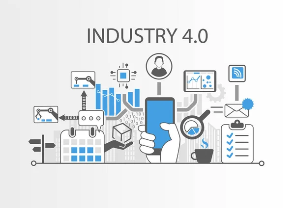 Indústria 4.0 fundo ilustração vetorial como exemplo para a internet das coisas tecnologia —  Vetores de Stock