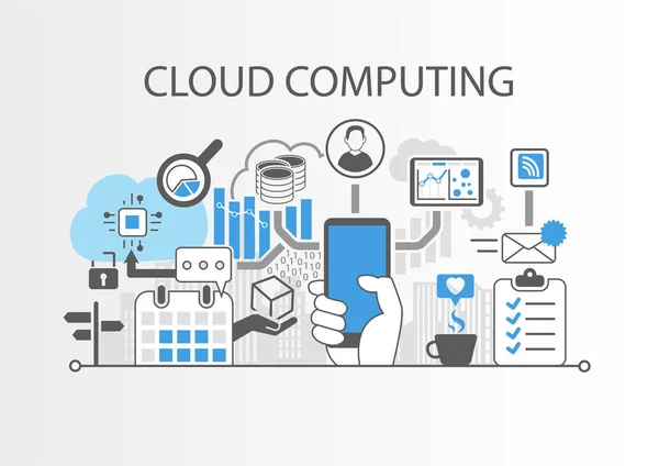 Infográfico vetorial de computação em nuvem — Vetor de Stock