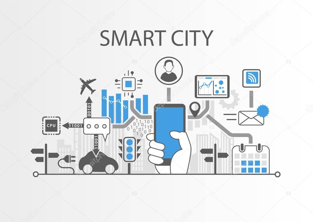 Smart city vector background