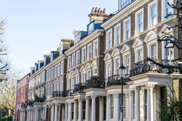 London - March 30: A row of typical town houses in London Kensin