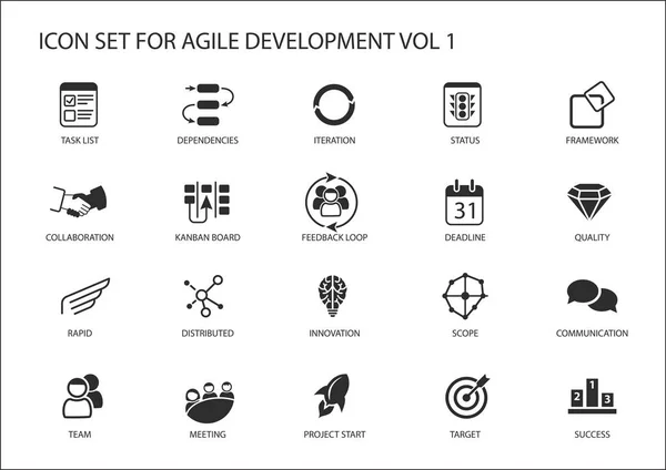 Conjunto de ícones de vetor de desenvolvimento de software ágil — Vetor de Stock