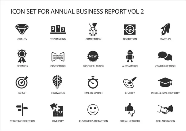 Egyszerű, lapos design üzleti ikonok éves cég üzleti jelentés — Stock Vector