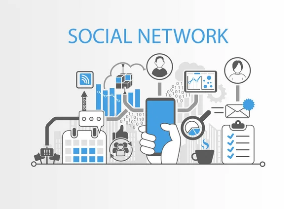 背景ベクトル図としての社会的ネットワークの概念 — ストックベクタ