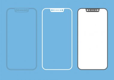 Bezel free / frameless smartphone icon in three different styles clipart