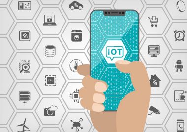 Internet modern çerçeve ücretsiz smartphone çerçevesiz touchscreen ile bağlı cihazların çeşitli simgeleri çok metin ile şeyler kavramının.