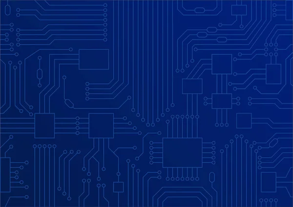 Dark blue vector illustration of circuit board / CPU close up as concept for digital transformation. — Stock Vector