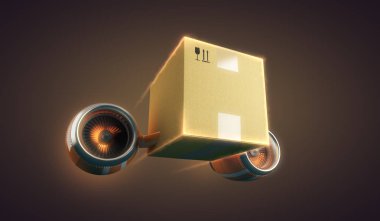 Express delivery of package, 3d illustration