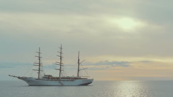 Large sailing ship on the atlantic ocean in a sunset. Canary islands. Spain. — Stock Video