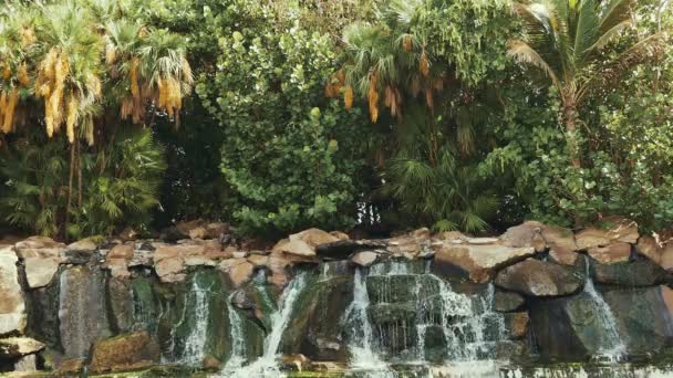 Jungle waterval trapsgewijs naar beneden een rotsachtige. Tropische. — Stockvideo