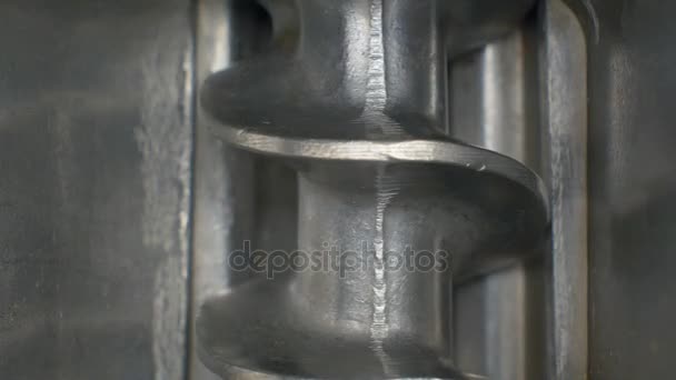 Working spiral in meat grinder. Close up — Stock Video