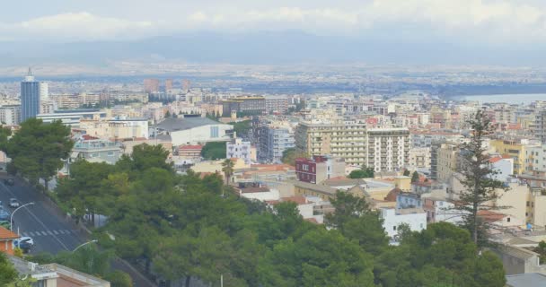 Panoráma města Cagliari, Itálie, pohled shora — Stock video