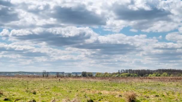 Nuages au champ sauvage au printemps. Délai imparti 