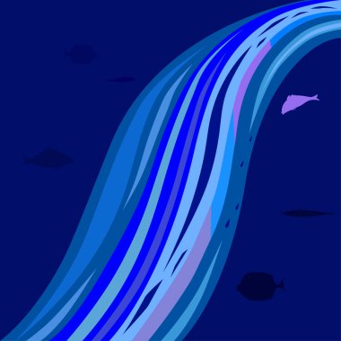 Mavi bir arka plan üzerinde soyut şelale