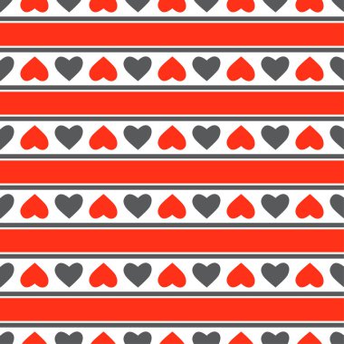 Vektör sorunsuz doku. Kırmızı ve gri Kalpler