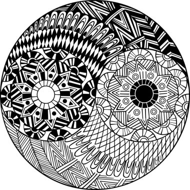 Yin ve yang dekoratif el çekilmiş simgesi
