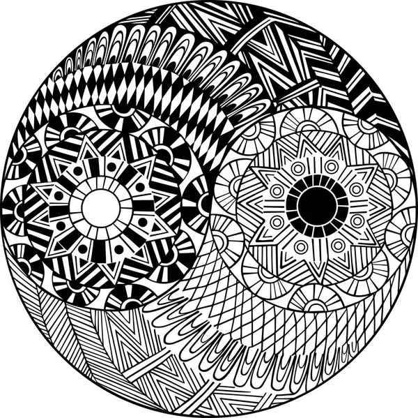 Yin ve yang dekoratif el çekilmiş simgesi