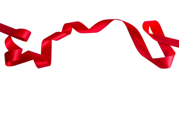 흰색 배경에서 분리 된 붉은 리본 — 스톡 사진
