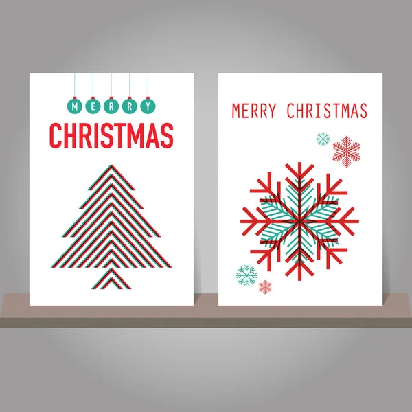 Christmas greeting card or invitation set. Modern design. — Stock Vector