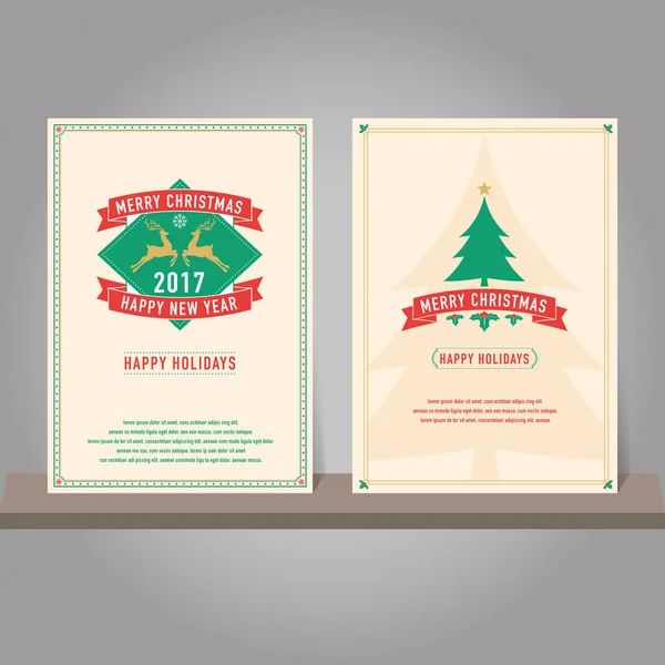 Різдвяна листівка або набір запрошень. Вінтажний дизайн . — стоковий вектор