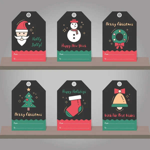 Christmas gift tags set. Christmas elements modern design. — Stock Vector