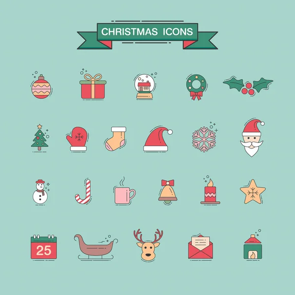 Иконки элементов Рождества для оформления открыток, приглашений, плакатов — стоковый вектор