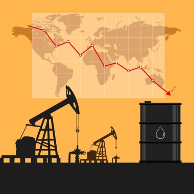 Petrol sanayi kavramı. Grafik ve grafik wit düşen petrol fiyatı