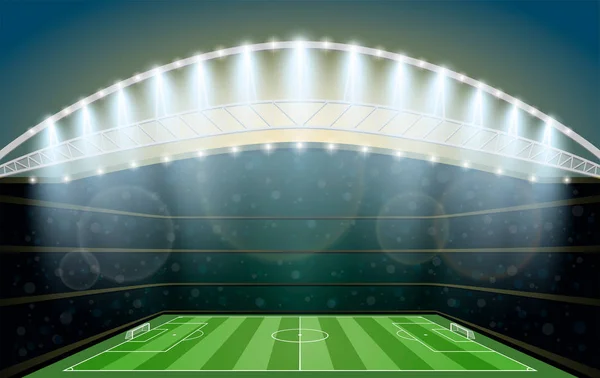 Stade de football avec projecteur. Football Arena . — Image vectorielle