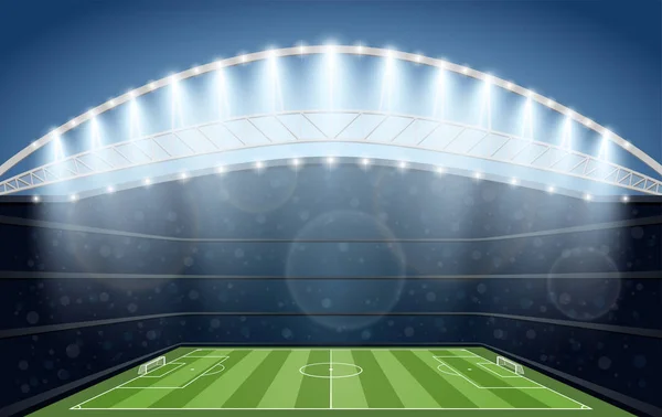 Stade de football avec projecteur. Football Arena . — Image vectorielle