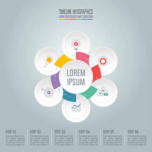 Koncepcja biznesowa projekt infografikę z 6 opcje. — Wektor stockowy