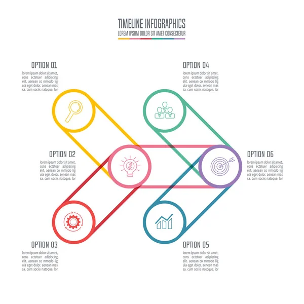 Infografika návrhu obchodní koncept s 6 možnosti. — Stockový vektor
