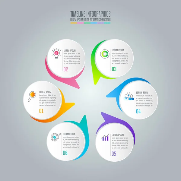 Infographic design business concept mit 6 Optionen. — Stockvektor