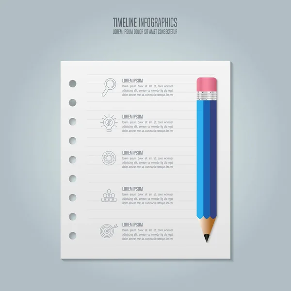 Modelo de infográficos de educação opção de passo 5. Linha do tempo infograp —  Vetores de Stock