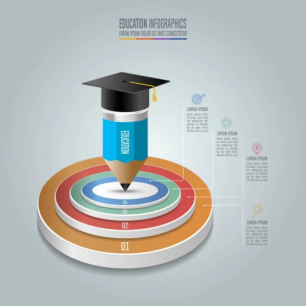 Modelo de infográficos de educação opção de 4 passos . — Vetor de Stock