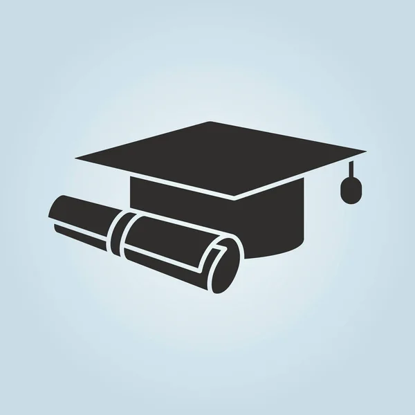 Ícone da educação. Boné de graduação e símbolo de diploma . — Vetor de Stock